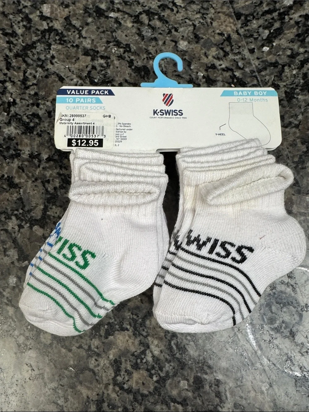 Jordan Kswiss Infant Socks  in Light Blue, Black, White stripes NWT